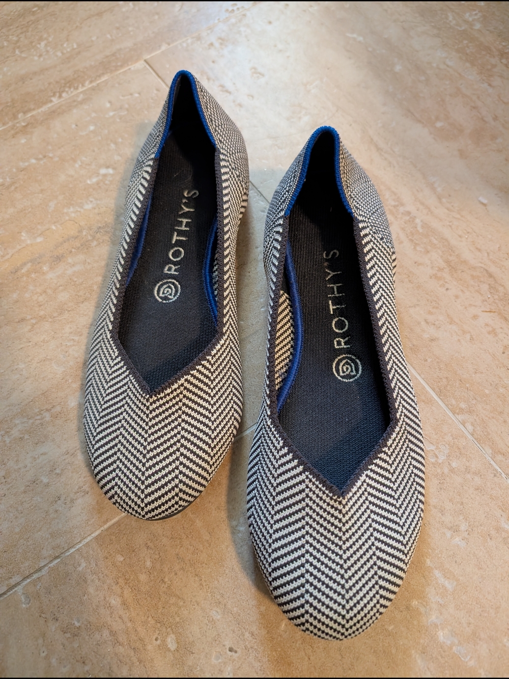 Rothy's Black And White Herringbone Flats